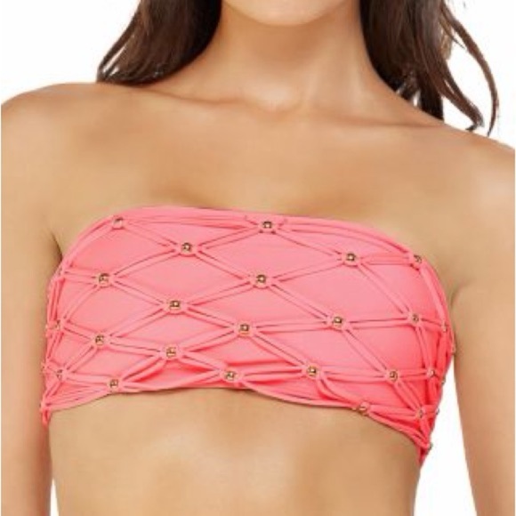 PQ Strapless Pink and Gold Accent Bikini Top